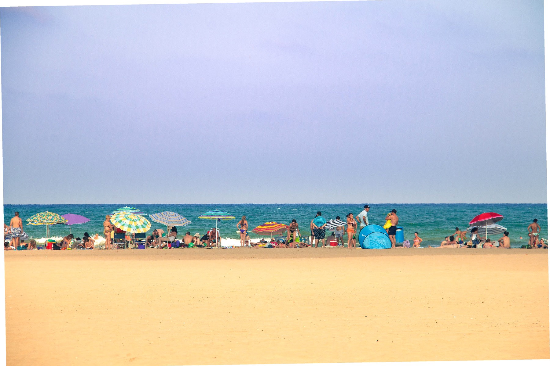 La Malvarrosa Beach with wide sand and sea in Valencia
