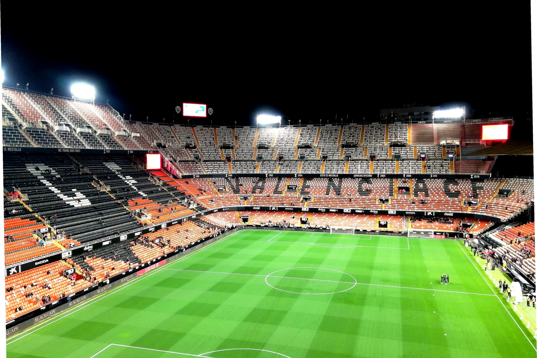 Mestalla Stadium football stands in Valencia before a match