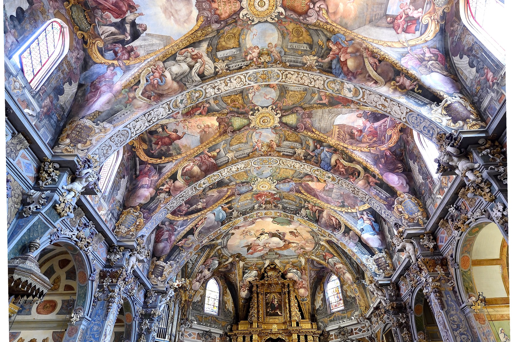 Church of San Nicolas interior and fresco detail in Valencia