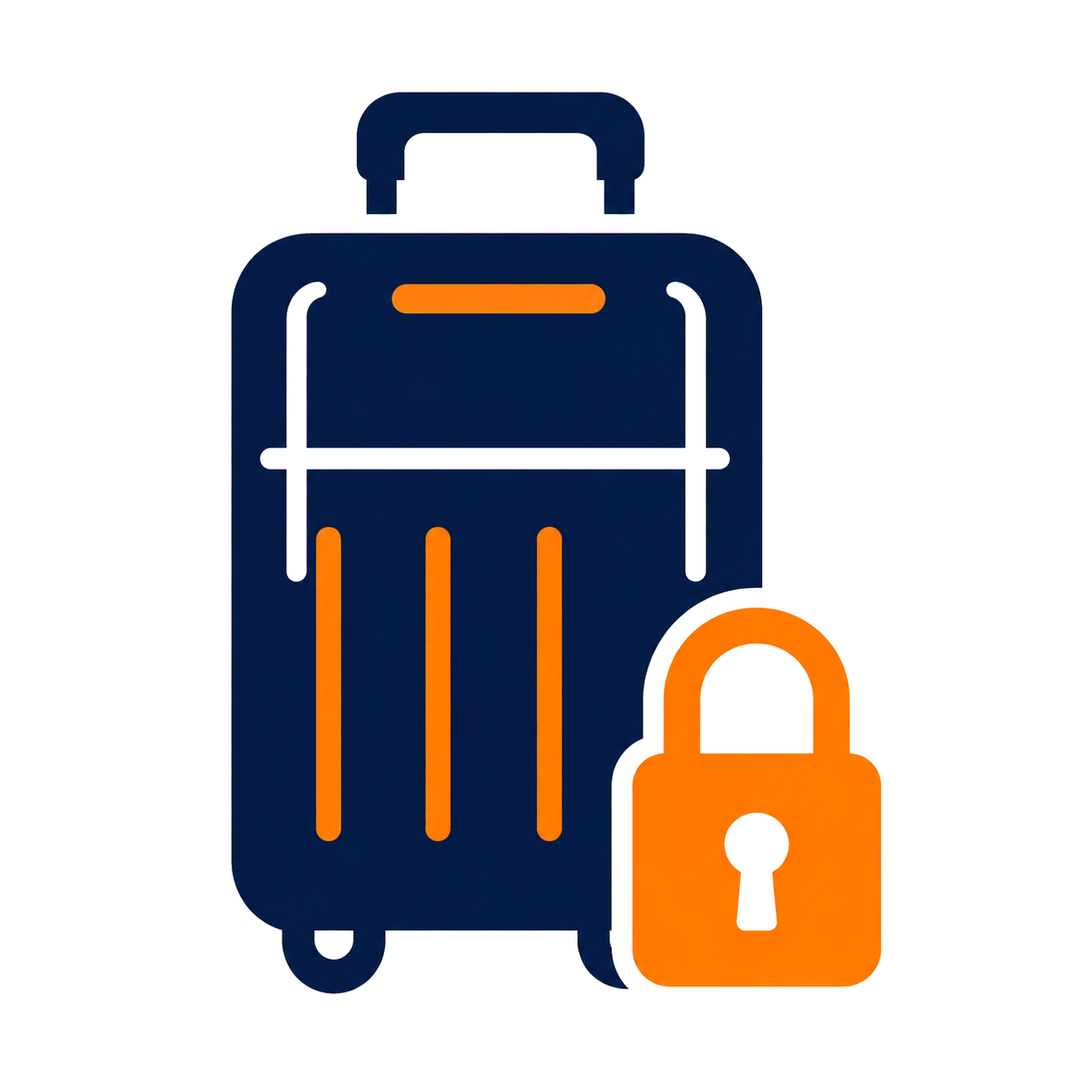 Luggage storage illustration with suitcase and lock