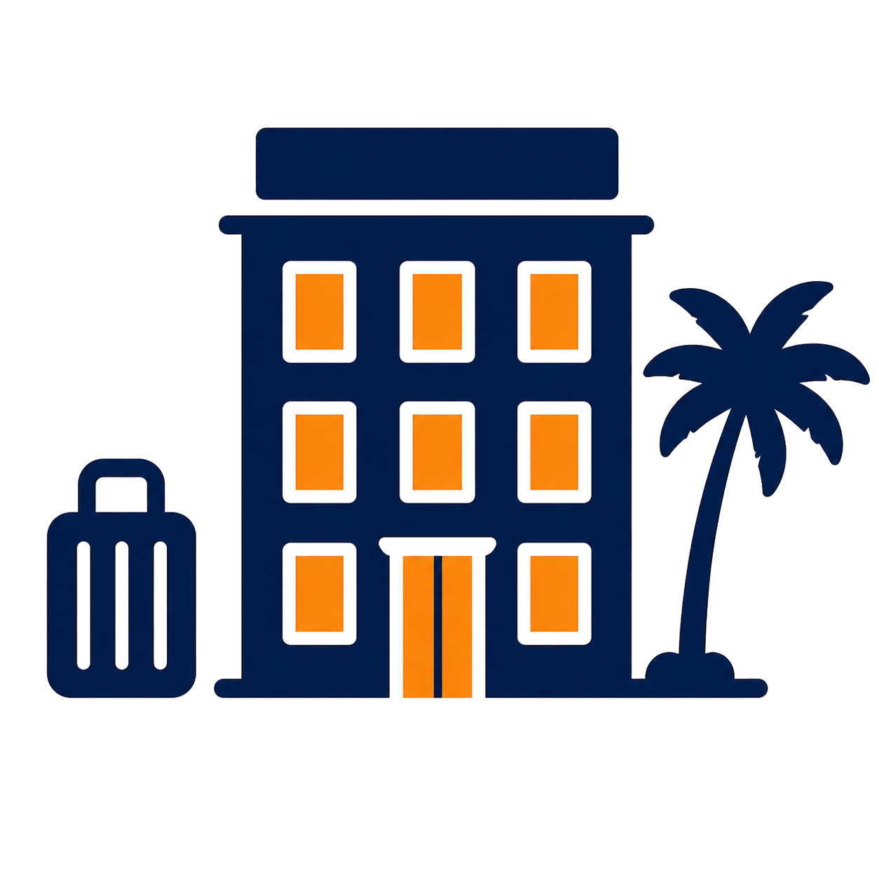 Package tours and hotels illustration with hotel and luggage