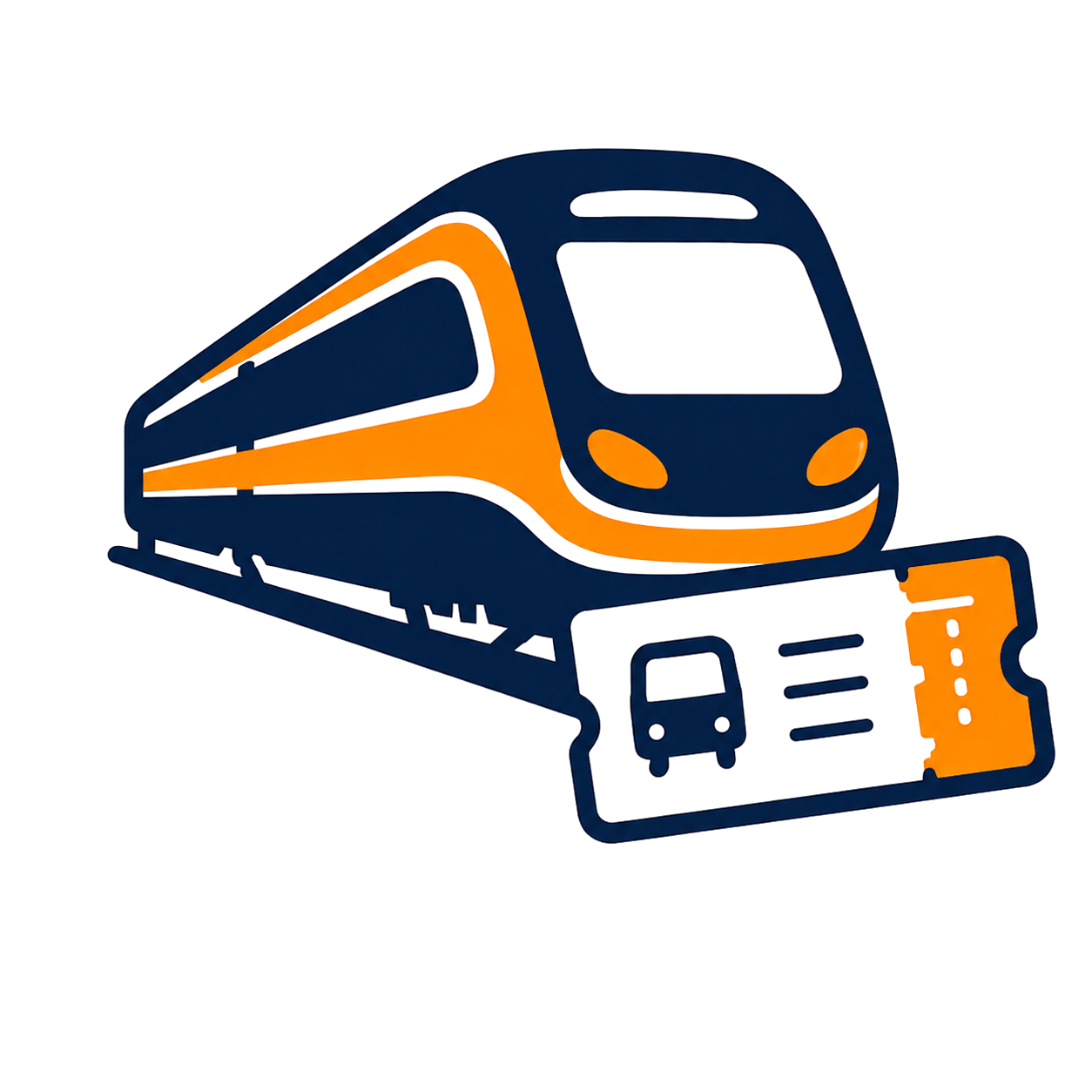 Train tickets illustration with high-speed train and ticket
