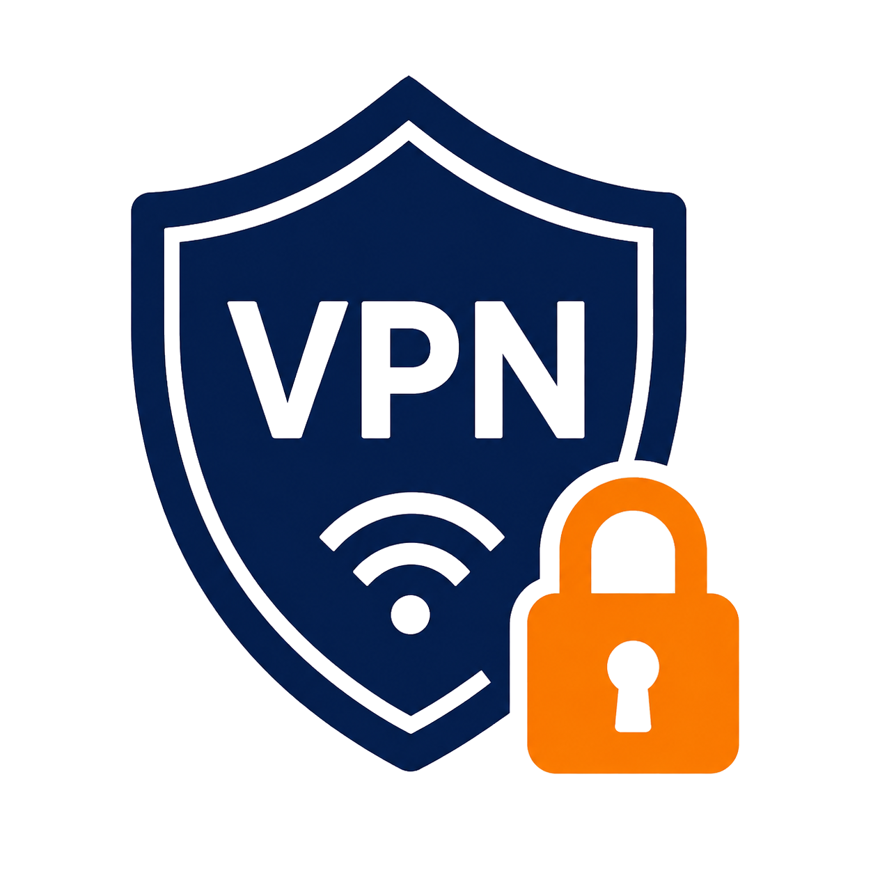 Travel VPN illustration with shield and lock